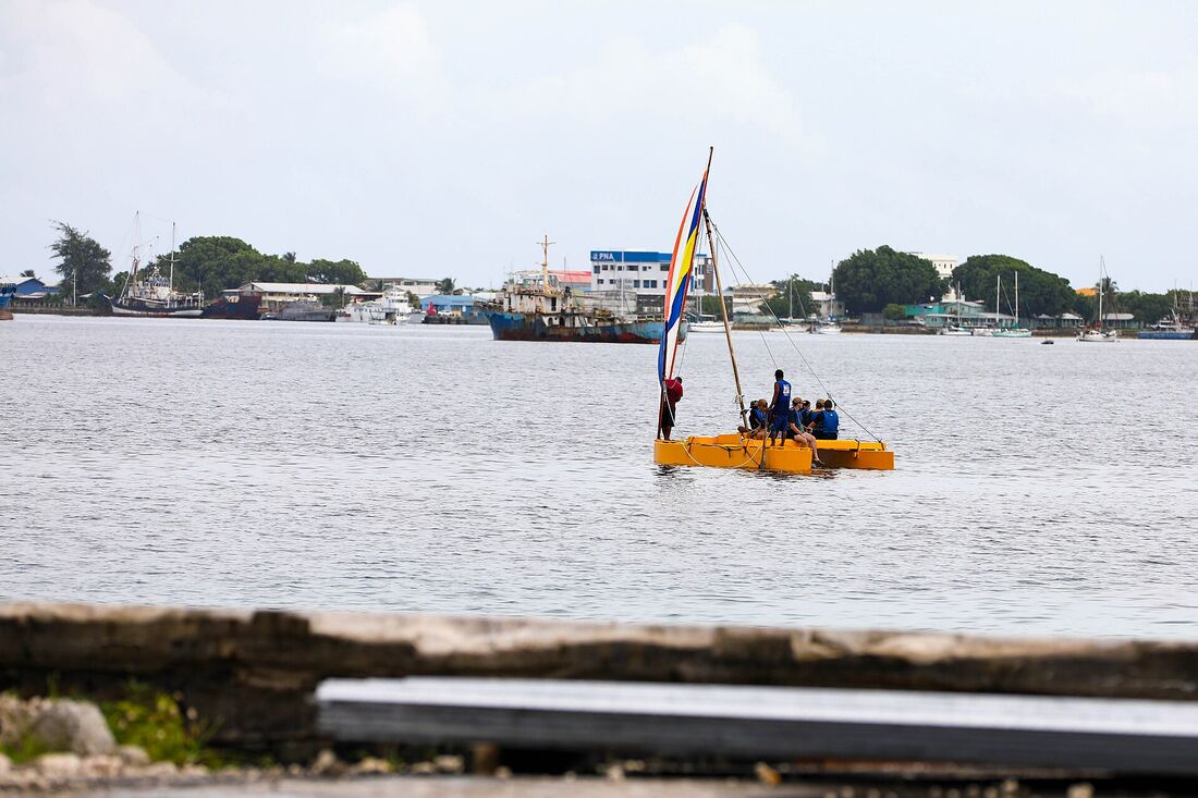 Traditional Marshallese outrigger canoes